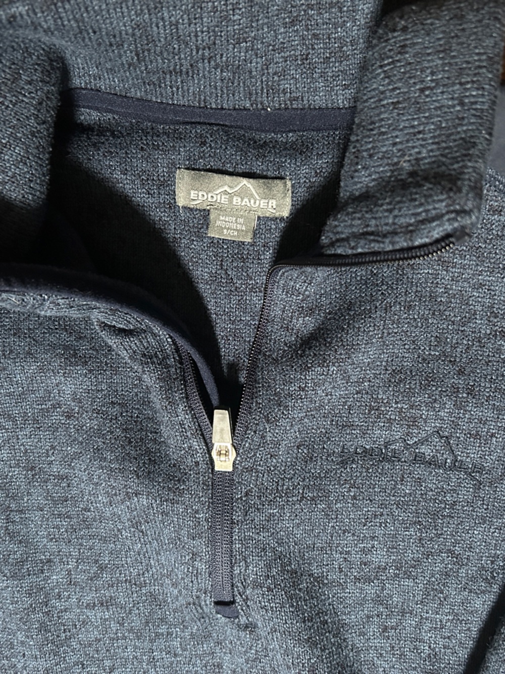 Eddie Bauer Men’s Dark Navy Quarter-Zip Knit Pullover
